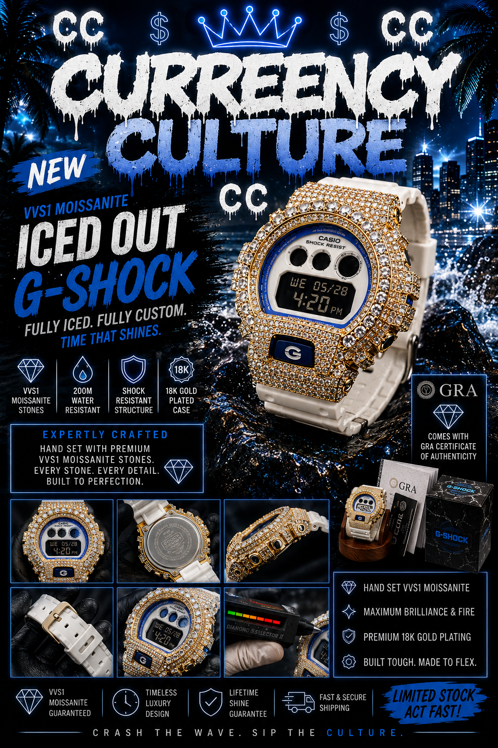 VVS1 Moissanite Iced Out G-Shock