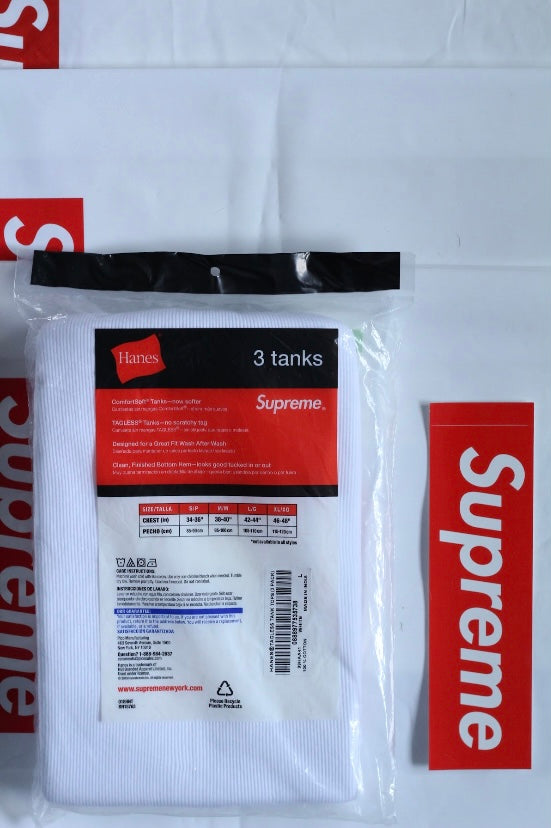 Supreme x Hanes Tagless Tank Tops (3 Pack) 'White'