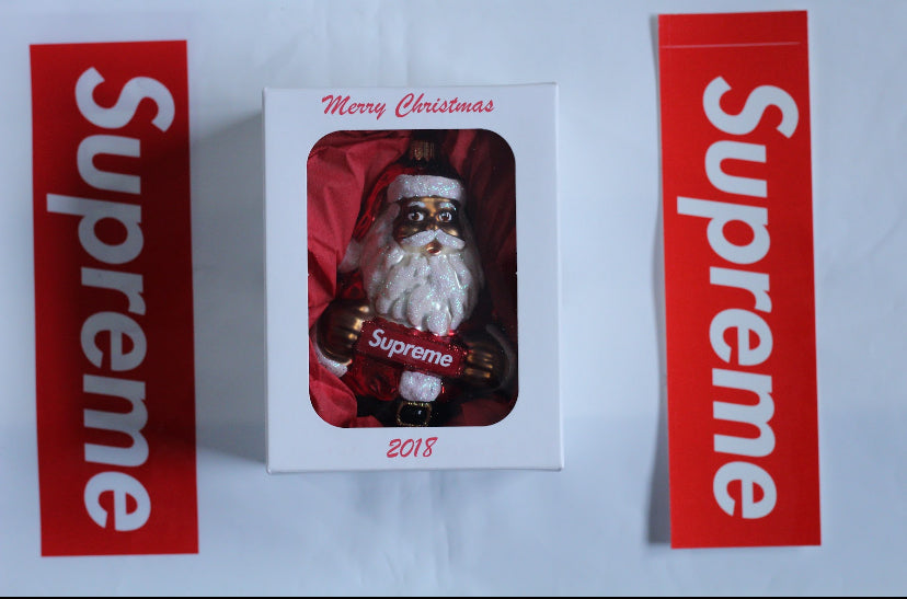 Supreme Santa Christmas Ornament Red Gold Glass