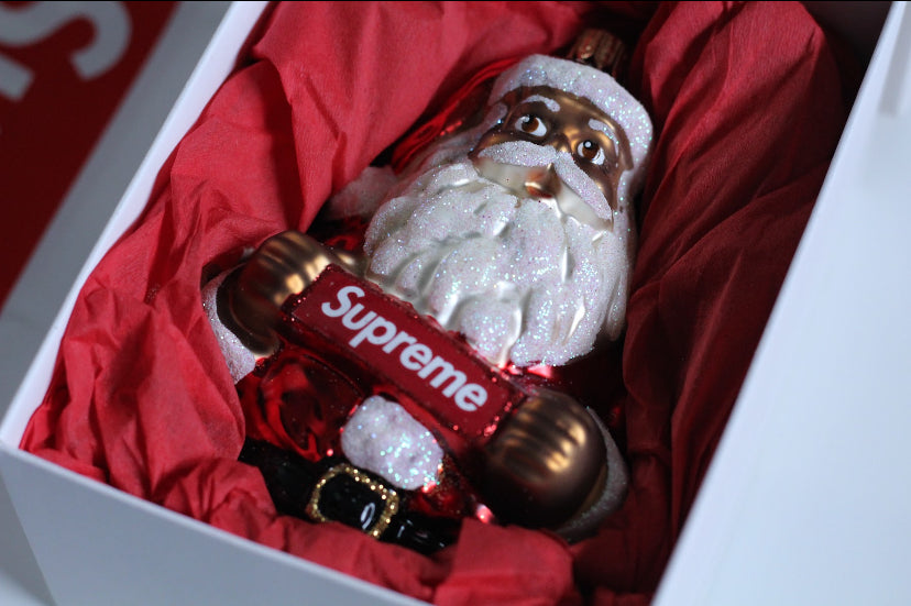 Supreme Santa Christmas Ornament Red Gold Glass